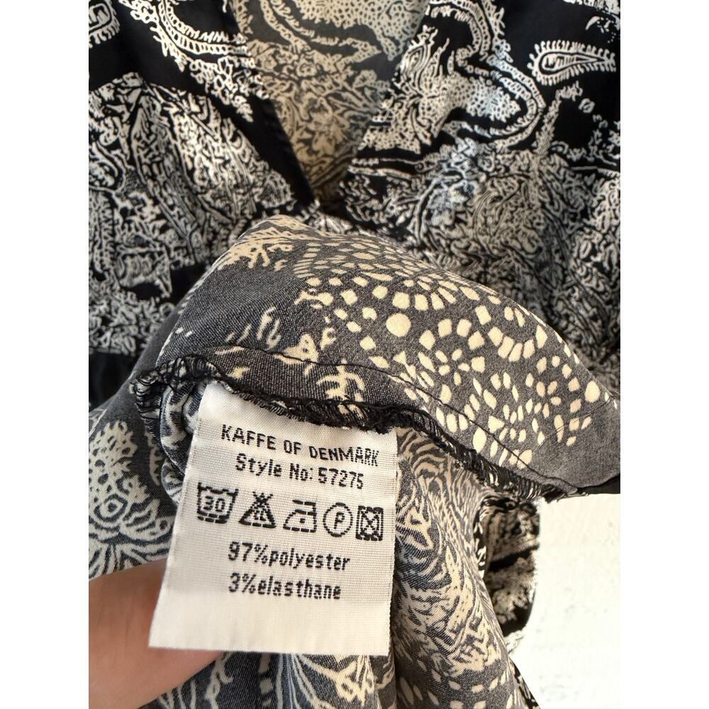 Kaffe Denmark Paisley Dress Size 36 Black White Kimono Sleeve Boho Mini - Picture 8 of 9
